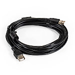 Удлинитель USB 2.0 AM-FM 5м ExeGate EX-CCF-USB2-AMAF-5.0F феррит.кольца, черный