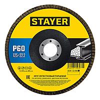 STAYER 125 х 22.2 мм, P60, КЛТ, Круг лепестковый торцевой, Professional (36581-125-060)