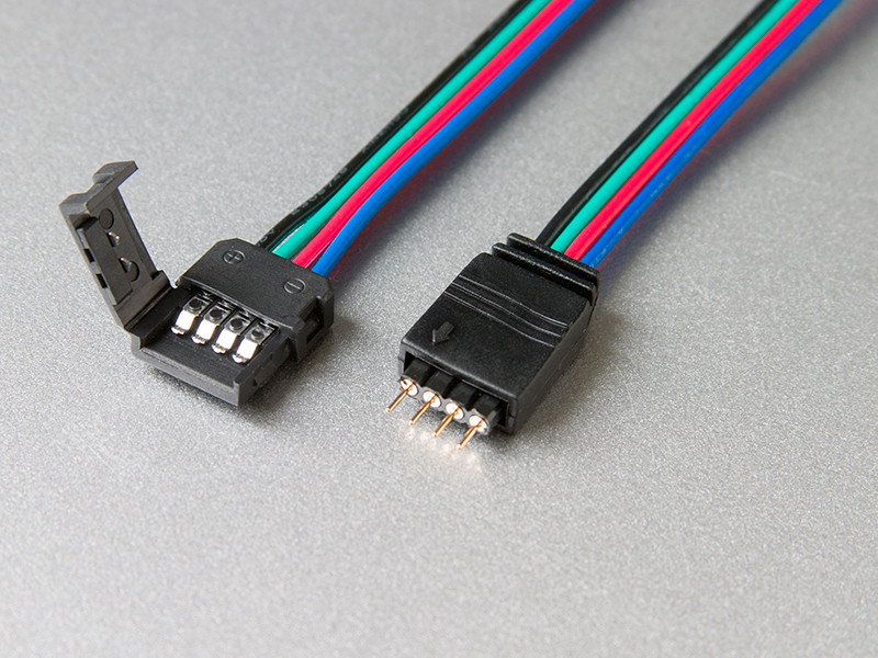 Коннектор 4pin 10мм с проводом (2 разъёма) для светодиодной ленты 5050 RGB C4P-10B