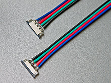 Коннектор 4pin 10мм с проводом (2 разъёма) для светодиодной ленты 5050 RGB