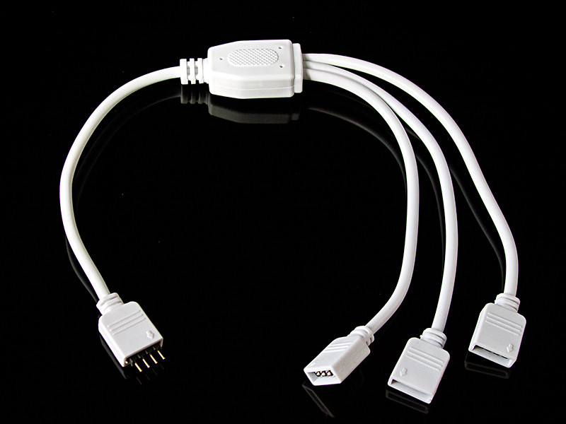 Коннектор 4pin 10мм 1x3 с проводом (4 разъёма) для светодиодной ленты 5050 RGB