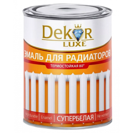 Эмаль для радиаторов алкидная "Dekor" 0,8 кг. белая, фото 2