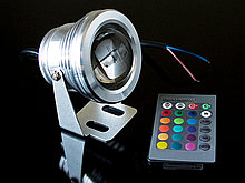 Прожектор светодиодный 10W 220V IP68 RGB с пультом цвет стальной