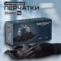 Перчатки медицинские диагностические нестерильные  "BENOVY"  нитриловые, (ЧЕРНЫЕ, размер XL) 1 уп./100 шт.