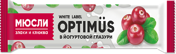 Батончик-мюсли OPTIMUS "Злаки и клюква в йогуртовой глазури", 30 г