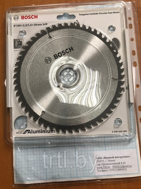 Диск пильный по алюминию 190 х 30 мм 54 зуб ECO ALUMINIUM BOSCH код 1.11032