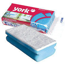 Губка для посуды York, санитарная, поролон с абразивным слоем, 13,5*7*4,3см, 1шт, ЦЕНА БЕЗ НДС