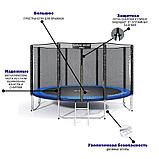 Батут Atlas Sport 374 см 12ft PRO (усиленные опоры) BLUE, фото 2