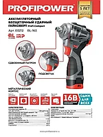 Гайковерт аккумуляторный бесщеточный ProfiPower BL-163 (260 Нм, 2 АКБ 2 А/ч, кейс) E0212