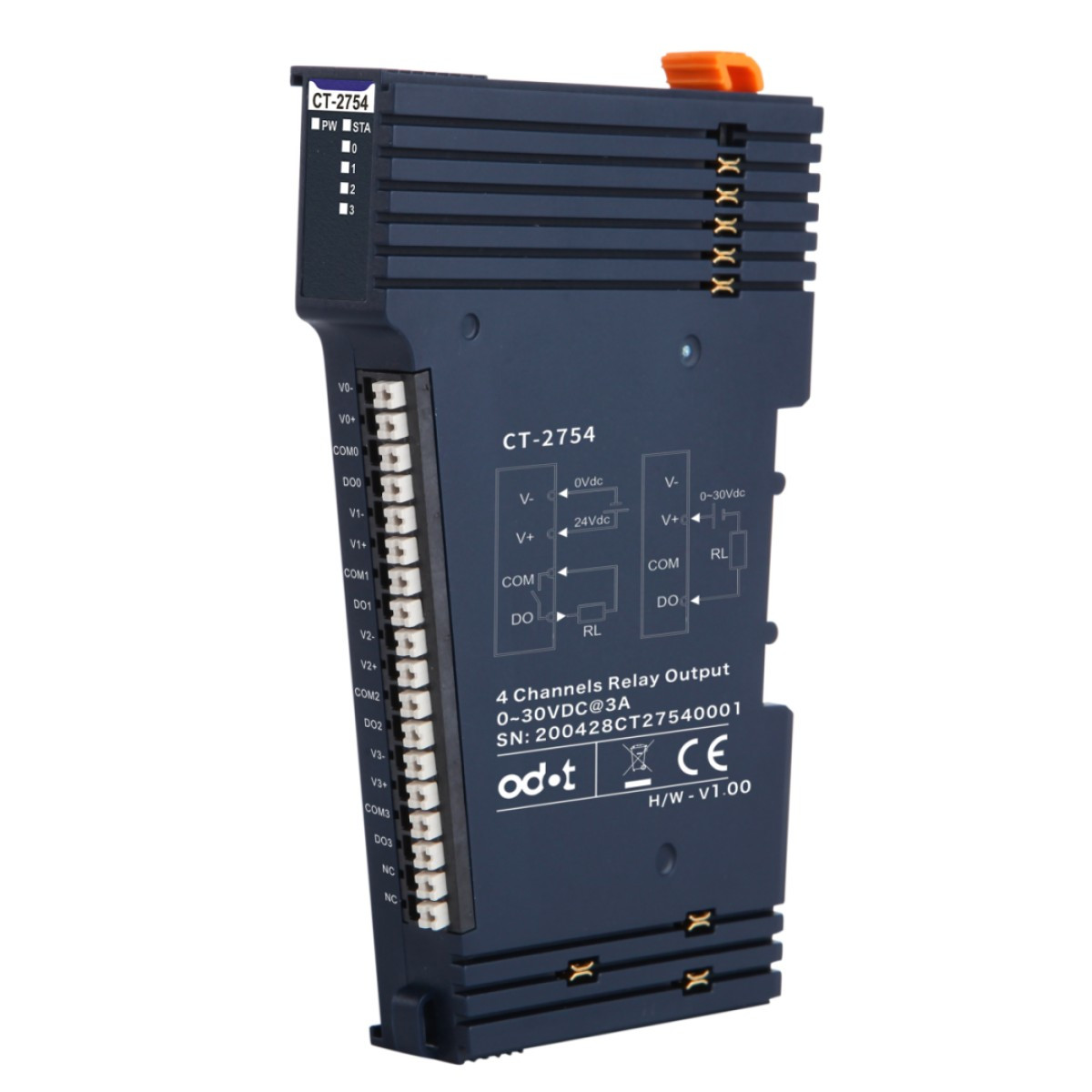 Модуль дискретного вывода 4DO, питание =24В, релейные выходы, 3A,30VDC (Inductive load )