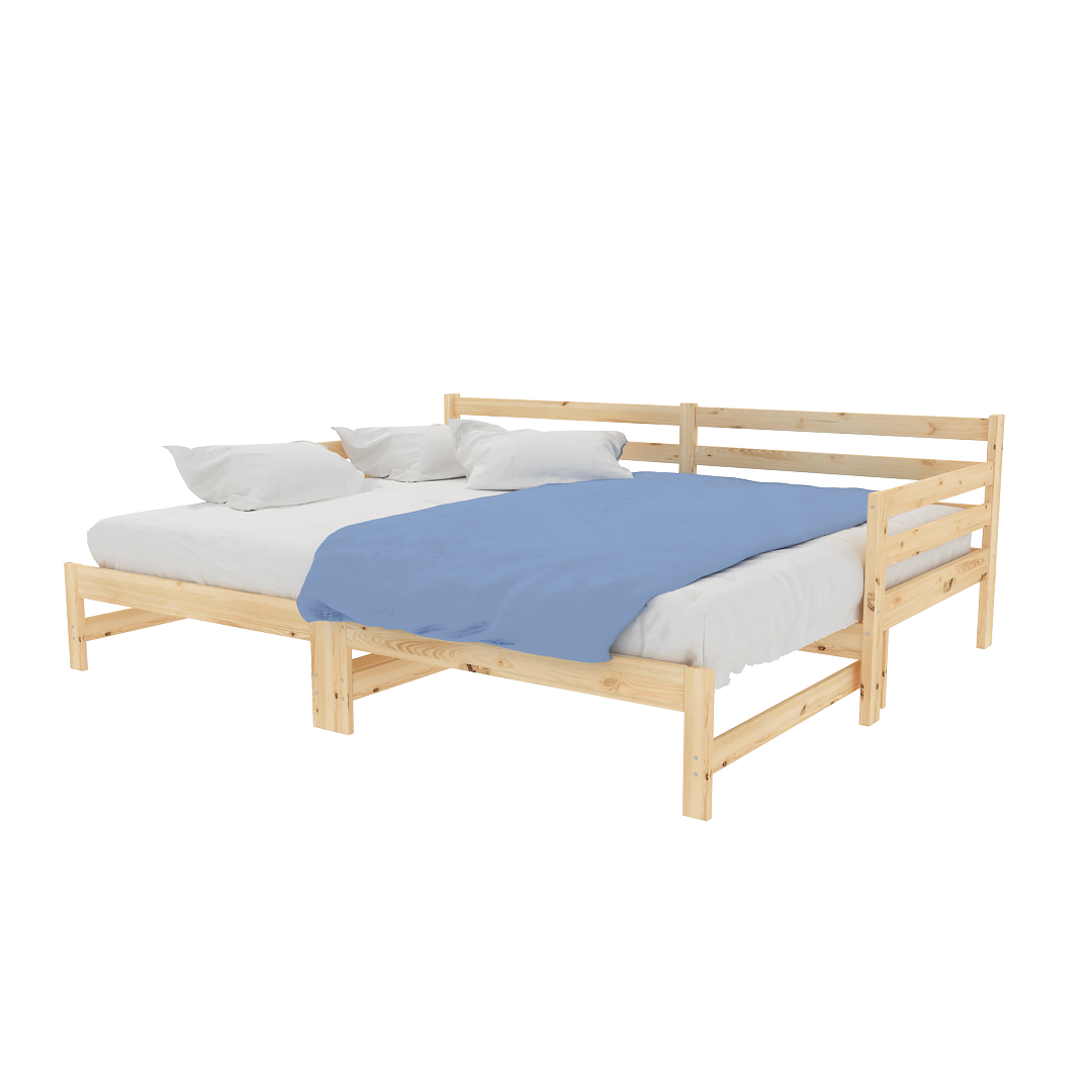 Кровать-тахта "ТРАНСФОРМЕР" 90х200 / 180х200см ("Ф-141.20") массив сосны - без отделки