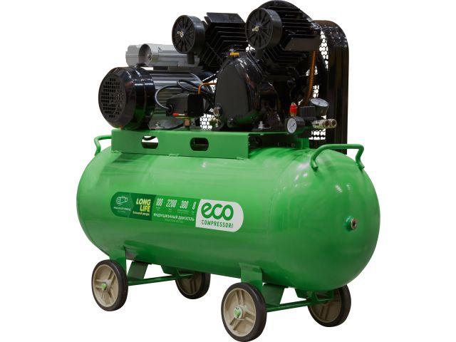 Компрессор ECO AE-1005-B1 ременной (380 л/мин, 8 атм, ременной, масляный, ресив. 100 л, 220 В, 2.20 кВт)