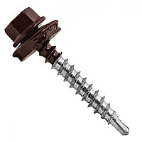 Саморез кровельный 5,5х25мм Коричневый (RAL 3009) шайба с прокл. (упак/50шт)