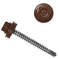 Саморез кровельный 4,8х19мм Шоколадный (RAL 8017) шайба с прокл. (упак/100шт)