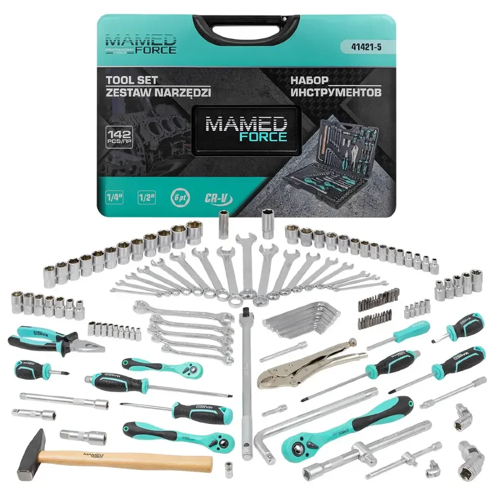 Набор инструментов 142 пр.1/4''3/8''1/2''(6-гр.)(4-32мм)