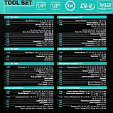Набор инструментов 142 пр.1/4''3/8''1/2''(6-гр.)(4-32мм), фото 5