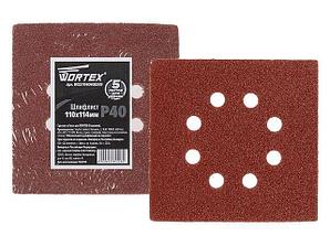 Шлифлист 110х114мм Р40 д/дерева самосцепл. 8 отв. WORTEX