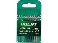 Сверло по металлу ц/х 2.0х24х49 мм HSS, комплект из 10-ти шт ВОЛАТ