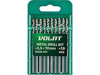 Сверло по металлу ц/х 3.5х39х70 мм HSS, комплект из 10-ти шт ВОЛАТ