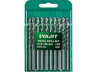 Сверло по металлу ц/х 5.0х52х86 мм HSS, комплект из 10-ти шт ВОЛАТ