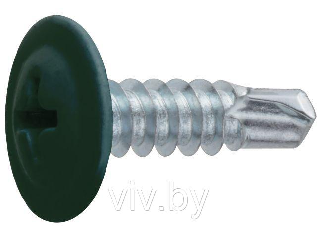 Саморез 4.2х19 мм с прессшайбой, цинк, со сверлом, RAL 6005 (12000 шт в коробе) STARFIX