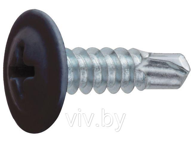 Саморез 4.2х16 мм с прессшайбой, цинк, со сверлом, RAL 8017 (150 шт в пласт. конт.) STARFIX