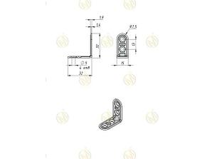 Кронштейн мебельный 32х32 мм, белый цинк (200 шт в коробе) STARFIX