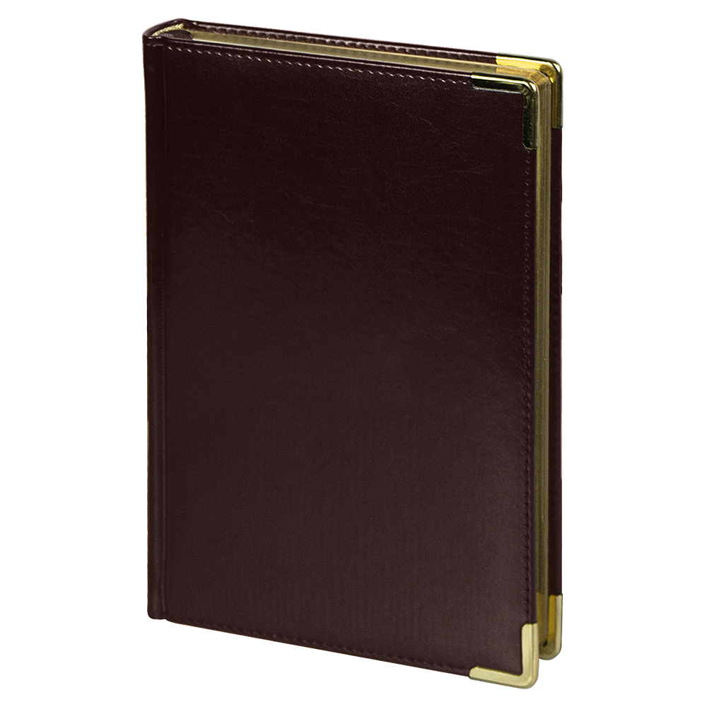 Ежедневник полудатированный Classic Pristine Gold с металлическими уголками, в твердой обложке с поролоном