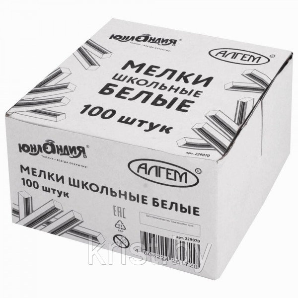 Мел школьный белый Алгем ЮНЛАНДИЯ, квадратный, 100шт