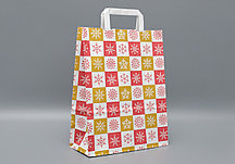 Крафт-пакет с плоской ручкой 250х110х320 Новогодние краски