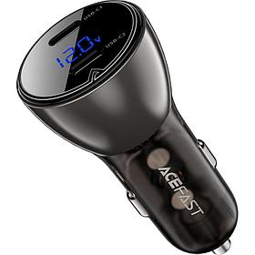 ACEFAST B10 metal car charger 60W (USB-C + USB-C) with digital display - Black