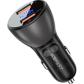 ACEFAST B7 metal car charger 45W USB-A + USB-A with digital display - Transparent/Black