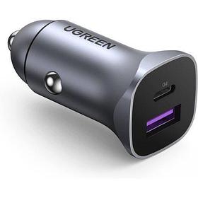 Автомобильное зарядное устройство UGREEN CD130 (40858) USB-C PD+USB-A QC 30W Fast Car Charger + SCP 22.5W -