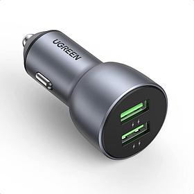 Автомобильное зарядное устройство UGREEN CD213 (10144) QC 3.0+QC 3.0 Dual USB-A 36W Fast Car Charger - Dark