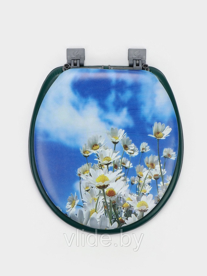 Сиденье для унитаза с крышкой,Росспласт, 43×37 см, мягкое, голубое, МИКС