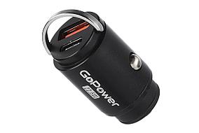 Сетевое З/У/ Автомобильное З/У GoPower GPQC12 1USB+1Type-C 22.5W Mini черный (1/100)