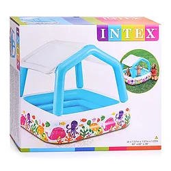 Бассейн надувной детский с навесом INTEX, 157х157х122 см,57470NP голубой