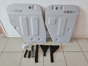 Защита топливного бака (алюминий 3мм + крепеж) Geely Monjaro
