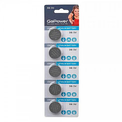 Батарейка литиевая GoPower CR2025 3V, 5шт/уп