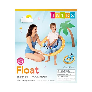 59570 Круг для плавания с сиденьем Intex Зверюшки, от 3 до 4 лет, Котик
