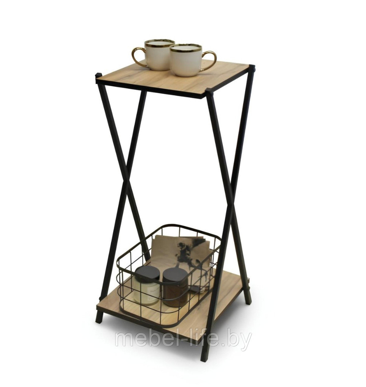 Стеллаж "Пион" М166 ДП4-13 ЛДСП "Делано"/"Черный матовый"