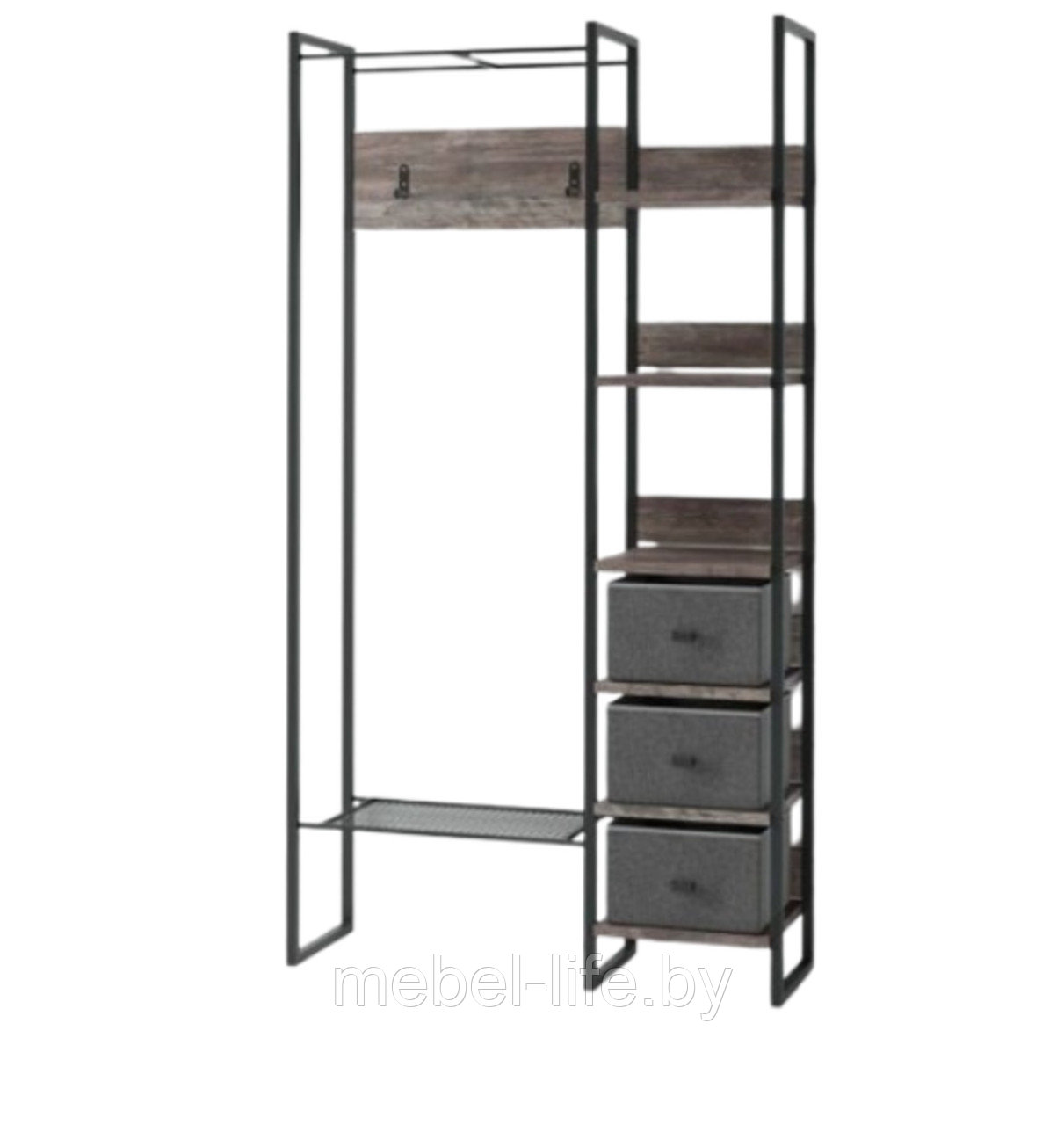 Система хранения ДП4-09 ЛДСП "Рошелье" Каркас черный матовый