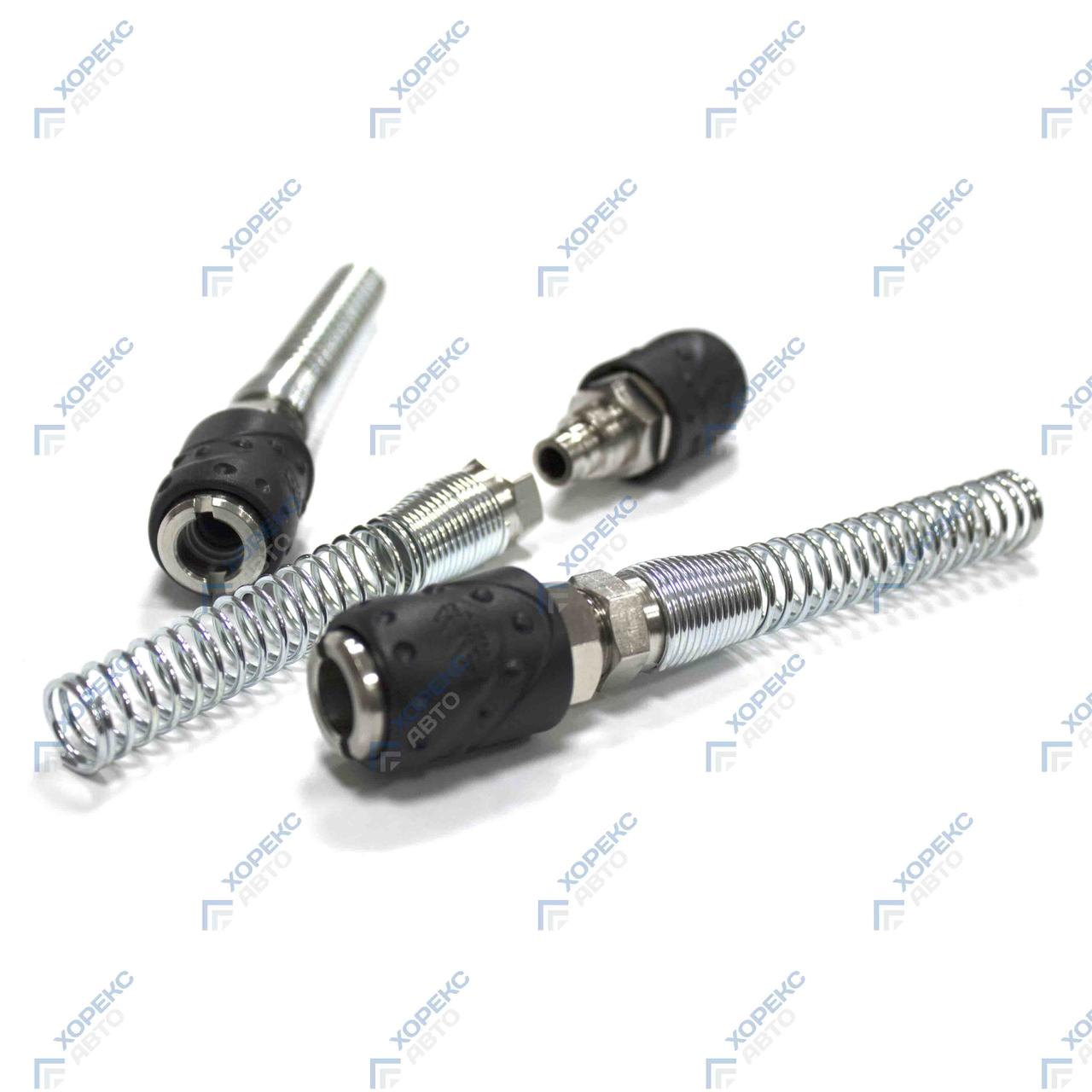 Быстроразъем пневматический под шланг 10х12мм 64/MF с пружиной, фото 1