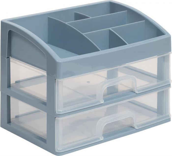 VIOLET для косметики 2 ящика (серо-синий/прозрачный) 330249