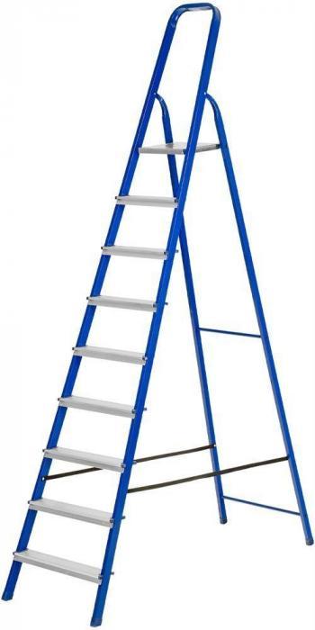 СИБРТЕХ Стремянка, 9 ступеней, стальной профиль, алюминиевые ступени 97959