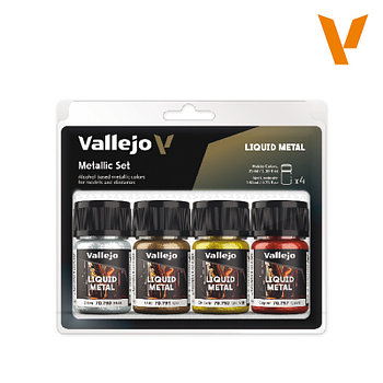 Набор спиртовых красок металликов  Liquid Metal,4х32мл., Vallejo