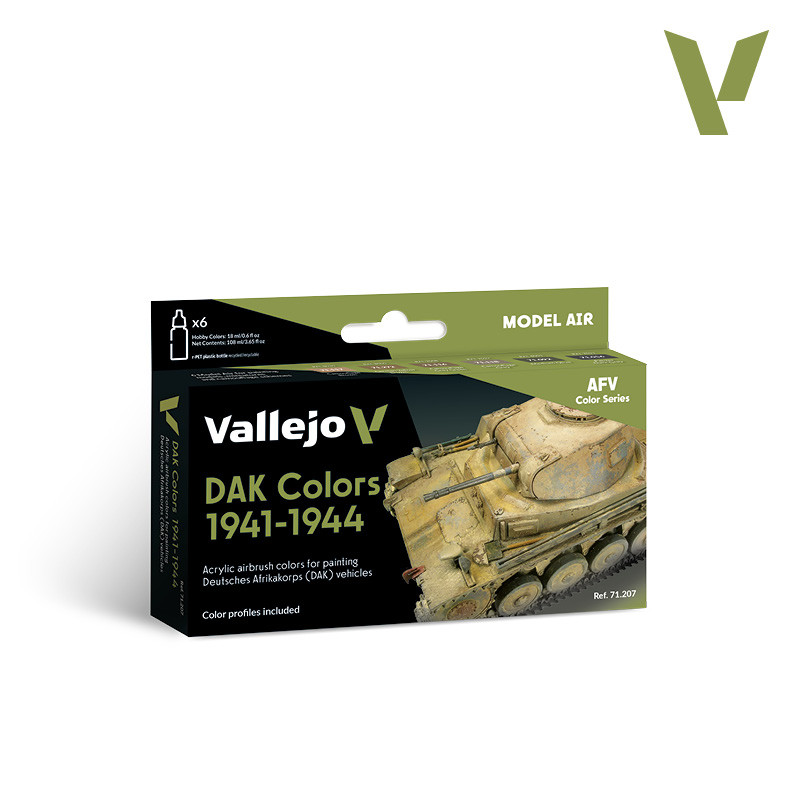 Набор VALLEJO MODEL AIR SET: DAK COLORS 1941-44 (6*18мл), Vallejo