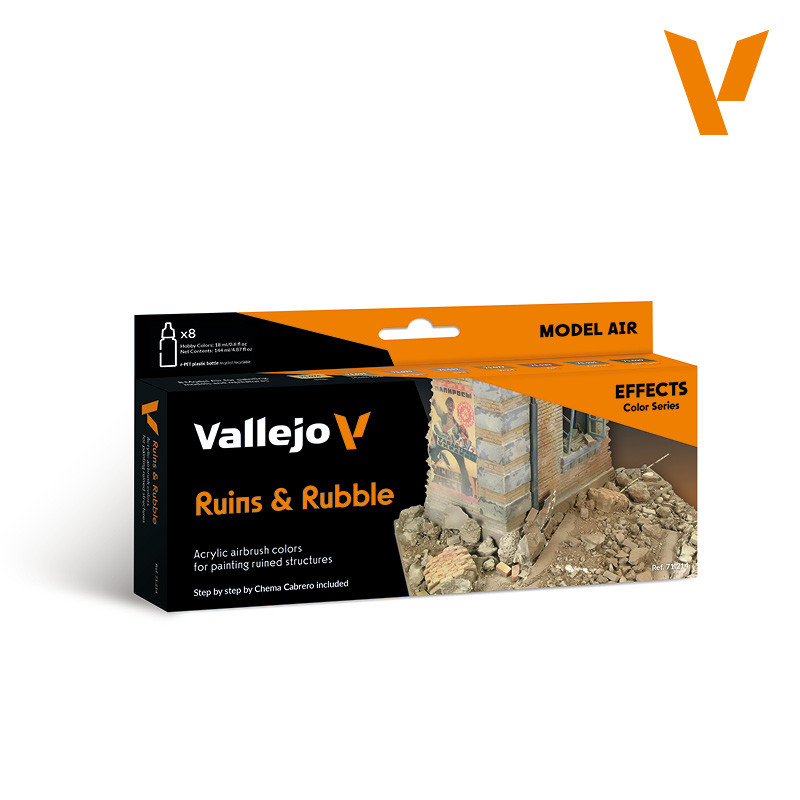Набор акриловых красок для моделизма RUINS & RUBBLE, 8х18мл, Vallejo