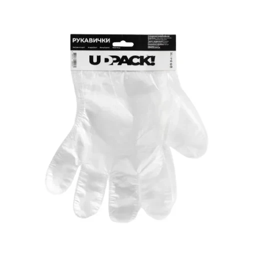 Перчатки полиэтиленовые на картонной планке UDPACK, 100 шт