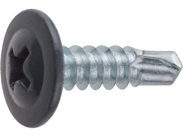 Саморез 4.2х16 мм с прессшайбой, цинк, со сверлом, RAL 7024 (14000 шт в коробе) STARFIX